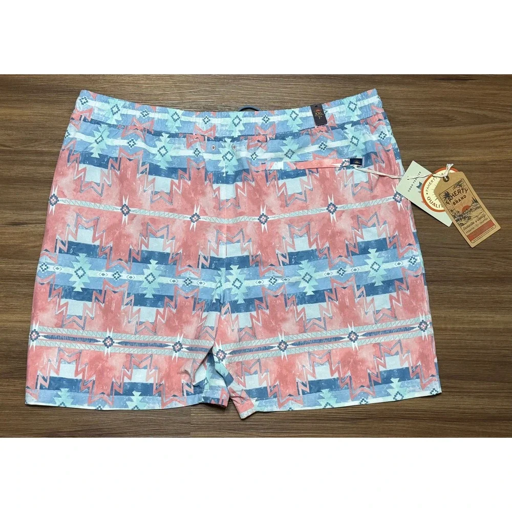 Faherty Shorelite Trunk Mens Water Color Star Nation Swim Shorts Lined Sz 2XL